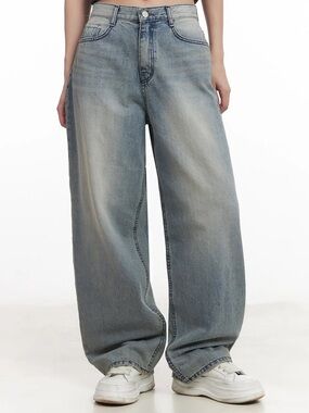 Lewkin Blue Washed Wide Leg Women Jeans - Brand New with tags - Y2K - Trendy